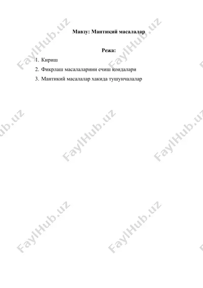 mantiqiy masalalar krilchada — DOCX