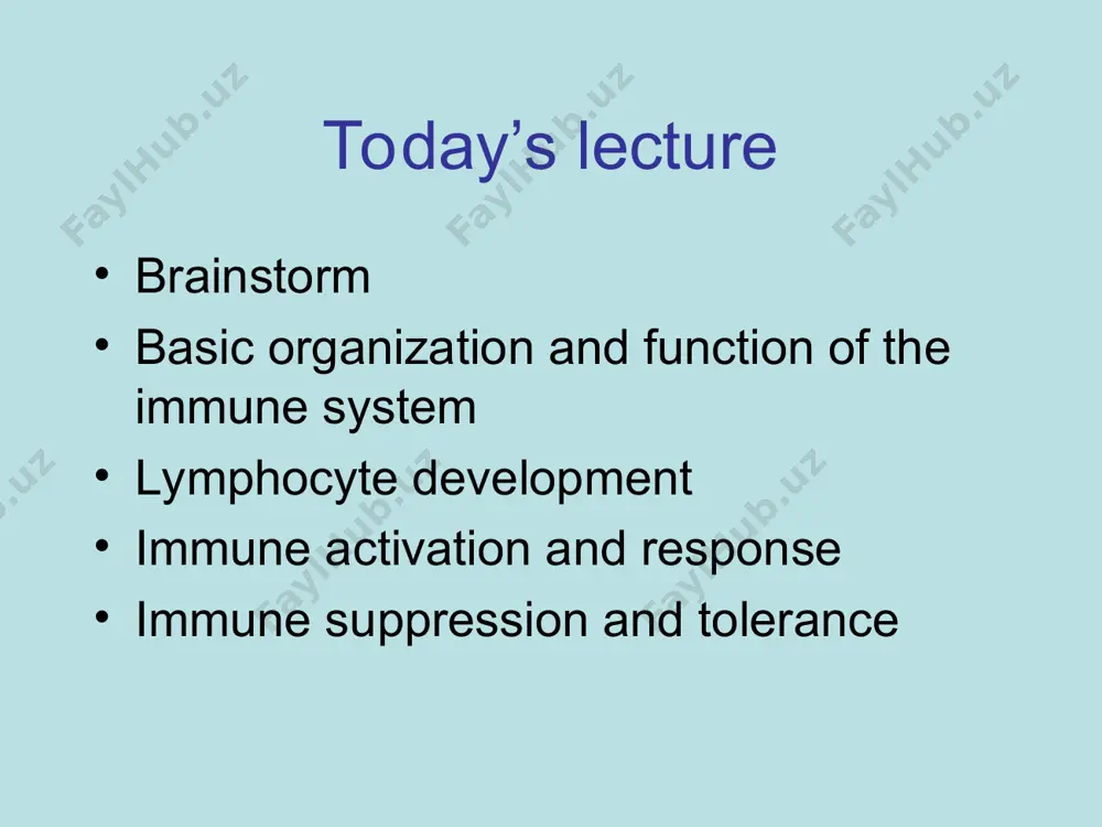cell division (one daughter stays in bone marrow ) lymphoid and myeloid lineage cells begin and are released from here differentiation into lymphoid stem cells in the bone marrow general b cells mature in the bone marrow differentiation into lymphoid stem cells in the thymus general t cells mature in the thymus * play “the cell is right” to learn about the blood tree * refer to the teacher guide at above link before playing. requires printing out pages preferably in color and set up beforehand. migration migration of mature general b and t cells to secondary lymphoid organs: lymph nodes spleen tonsils external body surfaces (intestinal, respiratory, urinary, reproductive) * today’s lecture brainstorm basic organization and function of the immune system lymphocyte development immune activation and response immune suppression and tolerance * immune activation and response antigen-antibody binding structure, location and function of antibodies 1. tag and disable antigen …