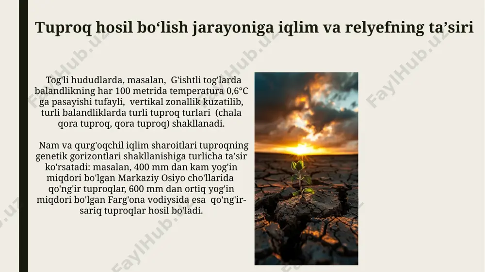 tuproq hosil bo‘lishida iqlimning relyefning o‘rni - Page 3