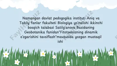 fitotsenozning dinamik oʻzgarishini tavsiflash — PDF