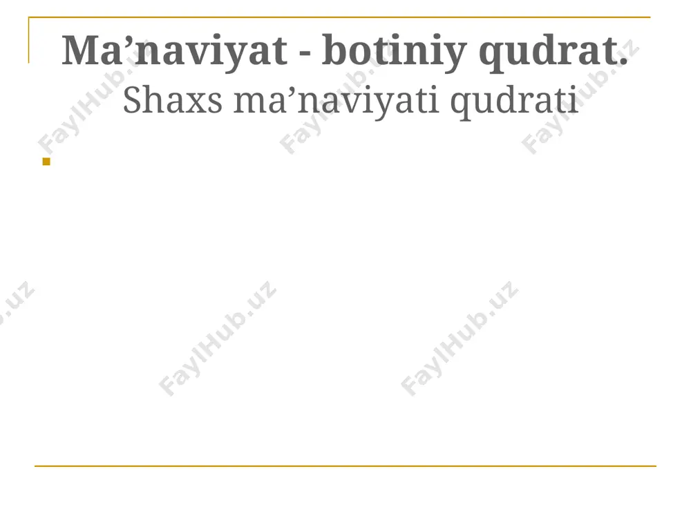 muminsoniy axloqning qoida, dastur talablari, chegaralash va taqiqlashlariga asoslanadigan munosabatlarga aytiladi. 16 16 odob shaxs axloqiy faoliyatning o‘lchami, ko‘rsatkichidir. hulq shaxsning go‘zal axloqiy fazilatlar bilan yo‘g‘rilgan faoliyat tarzi yaxshi xulq namunasi tabiati va faoliyatida axloqiy qadriyatlarga zid amallarning namoyon bo‘lishi yomon xulqqa misol bo‘la oladi inson xulqi uning ma'naviy-axloqiy dunyosining o‘ziga xos ko‘zgusidir 17 17 odobli, bilimdon va aqlli, mehnatsevar, imon-etiqodli farzand nafaqat ota-onaning, balki butun jamiyatning eng katta boyligidir. odob inson haqida yoqimli taassurot uyg‘otadi. milliy urf-odatlarga asoslangan chiroyli xatti-harakatlarni o‘z ichiga oladi. shaxs axloqiy faoliyatning o‘lchami, ko‘rsatkichi. 18 18 xulq – oila, jamoa, mahalla-ko‘y miqyosida ahamiyatli bo‘lgan, mehmondo‘stlik kabi ma`naviy axloqiy tamoyilni o’zida namoyon etadi, yoqimli insoniy xatti-harakatlarning majmuidir. "kishi chiroyiga ichki dunyosi eshdir, yuz ko’rki bilan uning fe'l-atvori tengdir". (zero, insonni go’zal qilib ko’rsatadigan uning chiroyi emas, balki chiroyli xulqidir). yusuf xos hojib 19 19 namunali xulq salomlashish odobi jamoat joylarida o‘zini tutish odobi rostgo‘ylik so‘zlashish odobi …
