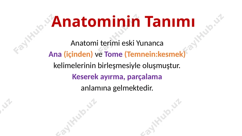 ılaştırarak inceler. sporatif anatomi: spor yüksek okullarında okutulur. daha çok hareket sistemi ağırlıklıdır. artistik anatomi: güzel sanatlar eğitimi veren okullarda okutulur, yüzeyel anatomi ağırlıklıdır. anatomi alt dalları sistematik anatomi bölgesel anatomi karşılaştırmalı anatomi cerrahi anatomi klinik anatomi yüzeyel anatomi kesitsel anatomi estetik anatomi spor anatomisi sistematik anatomi systema locomotorium (lokomotor sistem): hareket sistemi systema cardiovasculare (kardiyovasküler sistem): dolaşım sistemi systema respiratorium (respiratuvar sistem): solunum sistemi systema digestorium (dijestive sistem): sindirim sistemi systema urogenitale (üro-genital sistem): boşaltım ve üreme sistemi systema nervosum (nervöz sistem): sinir sistemi glandulae endocrinae (endokrin sistem): i̇ç salgı bezleri organa sensoria (organo sensorya): duyu organları hareket sistemi: vücudumuzun hareket etmesini sağlayan sistemdir. bu bölümde kemikler, eklemler ve kas sistemi anlatılacaktır. kemikler ve eklemler hareketin pasif, kaslar ise hareketin aktif bölümünü oluşturur. dolaşım sistemi: kanın damarlar vasıtasıyla vücuda dağılmasını sağlayan sistemdir. kalp, atardamar (arter), toplardamar (ven), kılcal damar (kapiller) ve lenf damarlarından meydana gelmiştir. solunum sistemi: nefes alıp …