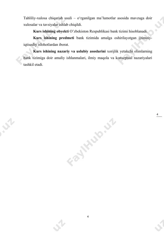 yektlardir. ular orqali: sanoat loyihalari; infratuzilmaviy rivojlanish dasturlari; kichik biznes va xususiy tadbirkorlik faoliyati moliyalashtiriladi. masalan, tijorat banklari o‘z mablag‘lari yoki davlat kafolati asosida imtiyozli kreditlar ajratadi, lizing, investitsion loyihalar uchun resurslar taqdim etadi. bu esa ishlab chiqarish hajmini oshirish, yangi ish o‘rinlarini yaratish va eksport salohiyatini kuchaytirishda muhim omil bo‘lib xizmat qiladi. so‘nggi yillarda o‘zbekistonda raqamli texnologiyalar asosida moliyaviy xizmatlar ko‘lamini kengaytirish, "raqamli banklar", mobil ilovalar va onlayn to‘lov tizimlarini rivojlantirish bo‘yicha salmoqli ishlar qilinmoqda. bu orqali: bank xizmatlari aholining keng qatlamiga tez va qulay yetib bormoqda; naqd pulsiz hisob-kitoblar soni ortmoqda; bank operatsiyalarining samaradorligi va ishonchliligi oshmoqda. shunday qilib, bank tizimi nafaqat moliyaviy resurslar taqsimotchisi, balki zamonaviy iqtisodiyotni raqamli asosda harakatlantiruvchi innovatsion muhitga aylanmoqda. bank tizimi zamonaviy iqtisodiyotda muhim vositachi bo‘lib, uning harakat mexanizmlari, resurslarni taqsimlash va iqtisodiy faoliyatni moliyalashtirishda beqiyos ahamiyatga ega. banklar iqtisodiyotni moliyaviy ta’minlash orqali davlat taraqqiyotining barcha bosqichlariga ta’sir o‘tkazadi. bu ta’sirlar bevosita yoki …