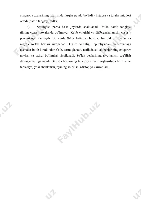 og'iz bo'shlig'i a'zolarining taraqqiyoti va tuzilishi - Page 4