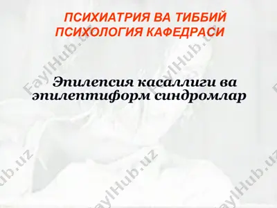 epilepsiya kasalligi va epileptiform sindromlar — PPT