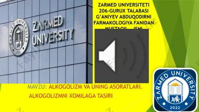 alkogolizm va uning asoratlari — PPTX
