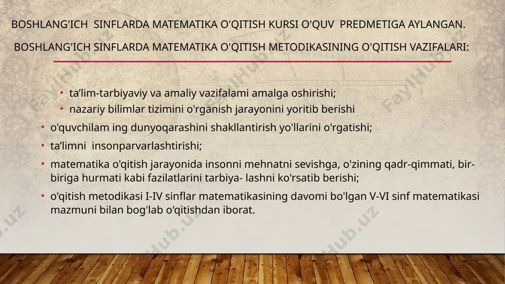 uchburchakbor? bunda takliflar to'rtburchaklar sonini sanash usuliga oid bo'lib, ularning sonini to'g'ridan -to'g'ri aytish talab qilinmaydi. bunda turli takliflar bildirish mumkin. eng maqbuli avval 1 katakli, keyin 2, 3, 4, 5, 6, 7, 8 katakdan tuzilgan to'rtburchaklar sonini sanashni taklif qilish mumkin. 22 yoki biror ifoda qiymatini qulay usulda hisoblash yuzasidan takliflar yig'iladi. masalan: 1 dan 20 gacha bo'lgan barcha natural sonlar yig'indisini topish yo'li so'raladi. hamma takliflar qabul qilinadi. ularning bir nechtasi bo'yicha yig'indi topiladi va usullar taqqoslanadi. eng qulay usulni taklif qilgan guruh yoki juftlik taqdirlanadi. biz innovatsion yondashuv deganda faqatgina kompyuterda, proyektor orqali slaydlar bilan dars o'tishni tushunishimiz noo'rin. darslarni yangi zamonaviy metodlar, noananaviy usullarda tashkil etish ham innovatsion yondashuvning bir turi sanaladi. bunday usullar juda samarali bo'lib, o'quvchilarni mustaqil fikr yuritishga, bilim, ko'nikma va malakalarining to'g'ri shakllanishiga yordam beradi. e’tiboringiz uchun rahmat! image1.jpeg image3.jpeg image4.png image6.svg image5.png image13.svg image7.png image18.svg image8.jpeg image2.png .msftofcthm_accent1_fill { fill:#5ad0b8; } …