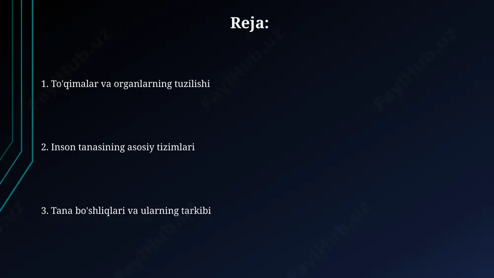 n. bu mushaklarning harakatlari asab tizimi orqali boshqariladi va harakatlarning nozik koordinatsiyasini ta'minlaydi. inson skeleti 206 ta suyakdan iborat bo'lib, ularning 126 tasi qo'l va oyoqlarida joylashgan, qolganlari esa tananing boshqa qismlarida joylashgan. bu suyaklarning har biri o'ziga xos shakl va funksiyaga ega. inson tanasining umumiy tuzilishi odam tanasidagi mushaklarning umumiy soni 650 ga yaqin bo'lib, ularning har biri turli funksiyalarni, masalan, harakatlanish, nafas olish va ovqat hazm qilishni ta'minlaydi, bu esa organizminig muvofiqlashtirilgan ishlashini ta'minlaydi. inson miyasi taxminan 100 milliard neyronga ega bo'lib, ularning o'zaro murakkab aloqasi fikrlash, xotira va boshqa kognitiv funksiyalarni amalga oshirishni ta'minlaydi, bu esa odamning intellektual qobiliyatlarini belgilab beradi. endokrin tizimi buyrak usti bezlari, buyraklarning tepasida joylashgan va stressga javob beradigan kortizol va adrenalin kabi 30 dan ortiq turli gormonlarni sintez qiladi, bu esa qon bosimini va qon shakarini tartibga soladi. endokrin tizimining 7 ta asosiy bezidan biri bo'lgan qalqonsimon bez, bo'yinda, traxeyaning old tomonida …
