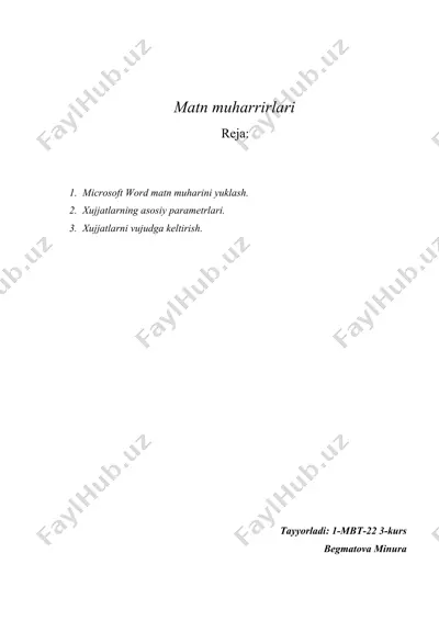 microsoft word matn muharini yuklash — DOCX
