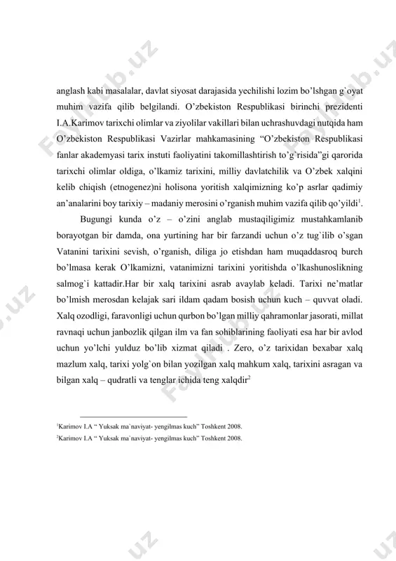 yasiga oid shahar qurilishi va me’morchilik yodgorliklari, yodgorlik hujjatlari elshunoslik va toponomikaga oid materiallardan o‘rinli foydalanish orqali o‘rganish amalga oshiriladi. tarixiy yodgorliklarga insoniyat hayotidagi eng muhim voqealar, jamiyatning rivojlanish bosqichlari, inqilobiy harakatlar bo‘lib o‘tgan joylar, atoqli sarkardalar, yirik davlat fan va madaniyat arboblarining nomlari bilan bog‘liq voqea joylari, o‘tmishdan bizga meros bo‘lgan qo‘lyozma asarlar manbalari asosida o‘rganiladi. kurs ishining tuzilishi: kurs ishi kirish qismi, boblar, xulosa, adabiyotlar ro‘yxati va ilovalardan iborat. i bob qadimgi yunon tarixchilari asarlarida yurtimiz tarixi 1.1.yunon manbalari haqida… ko’hna tariximizni o’rganishda antik, ya’ni yunon va rim manbalari muhim va nodir hisoblanadi. shuni ta’kidlab o’tish kerakki, antik mualliflarning birontasi markaziy osiyo tarixiga oid alohida, maxsus asar yozmagan. qolaversa, o’sha zamonda «markaziy osiyo» degan jug’rofiy tushunchaning o’zi ham yo’q edi. ammo, yunon va rim tarixchilari o’zlarining boshqa mavzularga bag’ishlangan asarlarida yo’l-yo’lakay qadimgi markaziy osiyoga doir jug’rofiy, tarixiy va etnografik ma’lumotlar yozib qoldirganlar.ellada va rim mualliflari ma’lumotlarining to’g’rilik darajasi …
