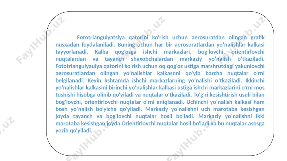 surat tekisligini perespektiva o‘qi tt atrofida burchakni doimo oshishini hisobga olib aylantiramiz. bir vaqtning o‘zida haqiqiy gorizont tekisligi e'ni hihi haqiqiy gorizont chizig'i atrofida aylantiramiz, bunda u doimo predmet tekisligiga parallel bo‘lishi kerak. surat tekisligi r va haqiqiy gorizont tekisligi e' lar aylanishida s„ r, va akl qiymatlari o'zgarmaydi. har bir qiyalik burchagidagi tenglik o'zining qiymatini o‘zgartirmaydi va a, va ari o‘zini uzunlngini o'zgartirmaydi. agar a =180° bo'lsa haqiqiy gorizont va surat predmet tekisligiga to‘g‘ri keladi va kesmalar 24-shakl. nuqtani perespektivasi. ai, a«j lar o'zini qiymatini o'zgartirmaydi. suratdagi a perespektivada ham o‘zgarmaydi. p va e' tekisligini teskari yo‘nalishda aylantirilsa, ya’ni a=0 lx)‘lsa bunda p e* tekisliklari e tekisligiga yig‘iladi. shal teoremasi uchun ushbu holat to‘g‘ri. agar a = 180° bo‘lsa ree' tekisligi bitta cho'zilgan tekislikda tasvirlanadi va bu chiziq epyura deyiladi. agar a = 0 bo‘lsa, unda ree' tekisliklari bitta tekislikda tasvirlanadi va bunga yig'ma epyura deyiladi. e’tibor uchun raxmat! …