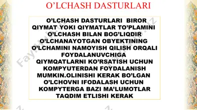 o‘lchash dasturlari — PPT