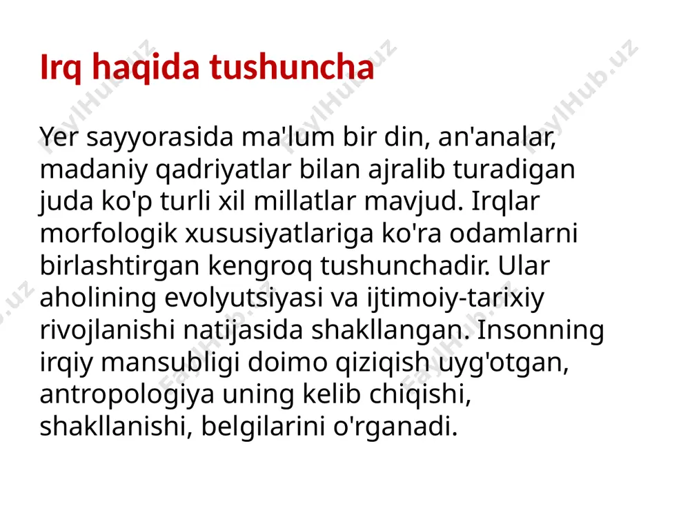 shimoliy yevropalik. birinchi tur qorong'u, ikkinchisi esa - engil sochlar, ko'zlar va terilar bilan ajralib turadi. klassik evropaning tashqi ko'rinishi falian irqi bilan ifodalanadi. falidlar shimoliy ta'sirga ega bo'lgan cro-magnid irqining xilma-xilligi. ushbu kichik turning ikkinchi nomi - shimoliy cro-magnid. ular nordidlardan past va keng yuzi, past o'rnatilgan burun ko'prigi, aniq qizil teri ohangi, tik peshonasi, qisqa bo'yin va katta tanasi bilan ajralib turadi. falidlar gollandiya, daniya, norvegiya, polsha, shvetsiya, islandiya, germaniya, boltiqbo'yi davlatlarining g'arbiy qismida keng tarqalgan. rossiyada falidlar kam uchraydi. avstraloid avstraloidlarga veddoidlar, polineziyaliklar, aynular, avstraliyaliklar va melaniyaliklar kiradi. avstraloid irqining bir qancha xususiyatlari bor: bosh suyagi tananing boshqa qismlariga nisbatan cho'zilgan - dolikosefaliya. ko'zlar keng ajratilgan, kesma quyuq yoki qora iris bilan keng. burunning aniq tekis ko'prigi bo'lgan keng burun. tana tuklari rivojlangan. to'q rangli qo'pol sochlar, ba'zida genetik mutatsiya tufayli sarg'ish. sochlar biroz jingalak yoki jingalak bo'lishi mumkin. o'rtacha balandlik, ba'zan o'rtachadan yuqori. ozg'in va ozg'in …