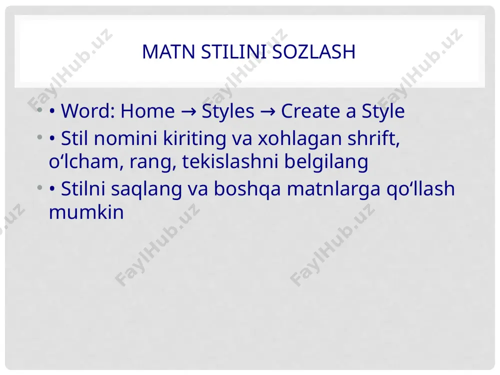 matn stillarini sozlash va ulardan foydalanish - Page 4