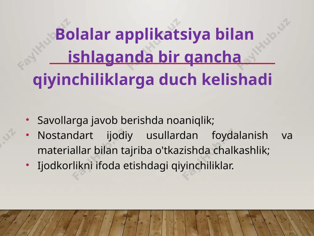 ilamiz. 5-7 yoshli bolalar bu texnikani murakkablashtirishi mumkin: shunchaki qog'oz parchalarini yirtibgina qolmay, balki chizilgan konturni yirtib yoki kesib tashlashlaydilar. nima uchun? qiyqim applikatsiyasi nozik mahoratni va ijodiy fikrlashni rivojlantirish uchun juda foydali. modulli applikatsiya (mozayka). ushbu texnikada ko'plab bir xil shakllarni yopishtirish orqali tasvir hosil qilnadi. modulli applkatsya uchun asos sifatida doiralarni, kvadratlarni, uchburchaklarni yoki oddiygina yirtilgan qog'oz parchalarini kesish mumkin. somondan applikatsiya somon applikatsiyalari g'ayrioddiy jozibali, ular oltin kab porlaydi. buning sababi, somonning porloq yuzasi va uzunasiga joylashgan tolalari bor. bu tolalar yorug'likni iloji boricha faqat ma'lum bir holatda aks ettiradi. nurga nisbatan turli burchaklardagi shakllardan tashkil topgan. ibu applikatsiya noyob o'yinni taqdim etadi: u oltin kabi porlaydi. bu rasmlar, bezakli chiziqlar, kitoblar uchun xatcho'plar, qutilar, ramkalar bo'lishi mumkin. qarama-qarshi applikatsiya qarama-qarshi - qog'ozning qarama-qarshi buklangan turi. ushbu texnikani qo'llash usulini kviling turiga ham bog'lash mumkin. qarama-qarshi buklash yordamida siz ajoyib uch o'lchamli rasmlar, mozaikalar, panellar, dekorativ interyer …