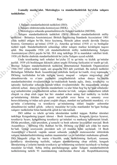 standartlashtirish tashkilotlari — DOCX