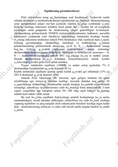 oqsillarning gel-elektroforezi — DOCX