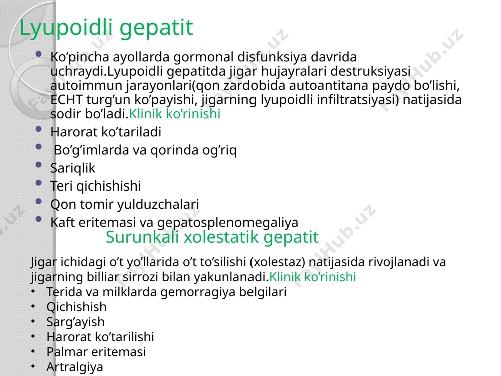 alkogol va toksik moddalar ratsionidan olib tashlandi no_5 parhez stoli tayyorlandi bemorni labarator va rengen tekshiruvlarga tayyorlandi psixoterapiya o’tkazildi shifokor ko’satmasiga binoan vitaminlar, gepatoprotektorlar qilindi natijani baholash bemor ahvoli oldingidan ko’ra yaxshi. hayotiy muhim ko’rsatkichlari bir maromda,parhezga to’liq amal qilmoqda alkogol va toksik moddalardan voz kechgan og’riqlar kamaygan e’tiboringiz uchun rahmat image2.png image3.png image4.png image5.png image6.png /docprops/thumbnail.jpeg