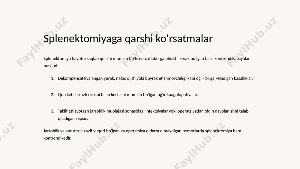 ektomiyadan so'ng turli xil asoratlarni rivojlanish xavfi ortishi tufayli bemorlar doimiy ravishda mutaxassislar nazorati ostida bo'lishi kerak. 10 image1.png image2.png image3.png image4.png image5.png image6.png image7.png image8.png image9.png