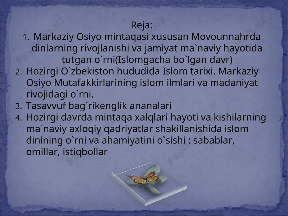 rmidan boshlangan moslashuvi fanda "islomiy islohotlar" nomini oldi. lekin bu jarayon haddan tashqari cho'zilib ketdi va ko'p sohalarda ziddiyatli hollarni keltirib chiqardi. ular orasida panislamizm va musulmon jamoalarining boshqa konfessiyalardan ajratish g'oyasini aytishimiz mumkin. xx asrga kelib dunyoda islom omilining ta'siri kuchaydi. bunga sabab qilib, bir tomondan, dunyoda bu dinga e'tiqod qiluvchilarning soni ko'payib borayotganligi ko'rsatilsa, ikkinchi tomondan, turli rasmiy va norasmiy islomiy tashkilotlar faoliyatlarining kuchayishini ko'rsatish mumkin. xix asrning boshlarida misrda boshlangan mustamlakachilikka qarshi g'oyaviy kurashlar panarabizm (arab birligi) g'oyasini keltirib chiqardi. xix asrning ikkinchi yarmida esa bu g'oya panislomizm bilan almashdi. panislomizm g'oyasini birinchi bo'lib ilgari surgan kishi jamoliddin al-afg'oniy (1839-1897) hisoblanadi. u diniy-siyosiy arbob bo'lib, 1884 yili parijda muhammad abduh (1849-1905) bilan birgalikda "al-urvat al-vusqo" jurnalini nashr etdi va unda panislamizm g'oyalarini targ'ib qila boshladi. afg'oniyning g'oyalarini keyinchalik "musulmon birodarlar" radikal shakllarida rivojlantirildi. "musulmon birodarlar" ("al-ixvon al-muslimun") - 1928 yili misrning ismoiliya shahrida misrlik shayx hasan al-banno …