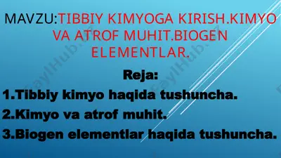 tibbiy kimyo — PPTX