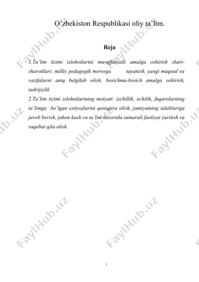 ta’lim tizimi islohotlari — DOC