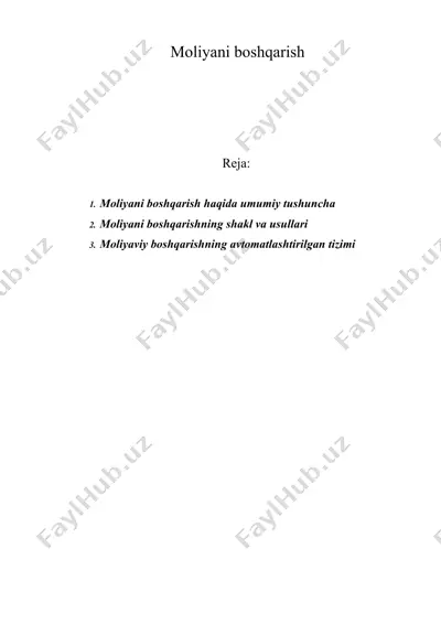 moliyani boshqarish — DOCX