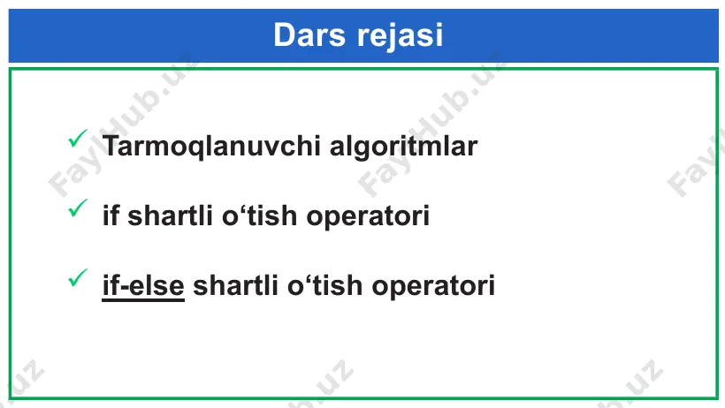 tarmoqlanuvchi algoritmlarni dasturlash. if…else operatori - Page 3