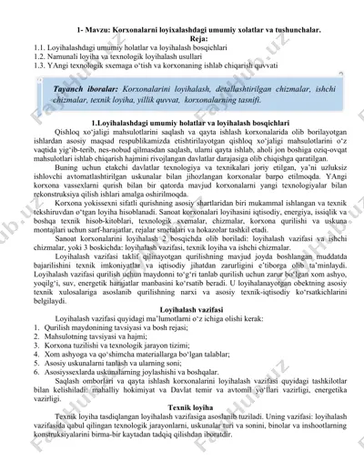 korxona loyihalash — DOCX