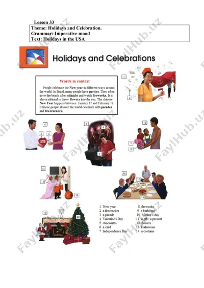 holidays in the usa — DOCX