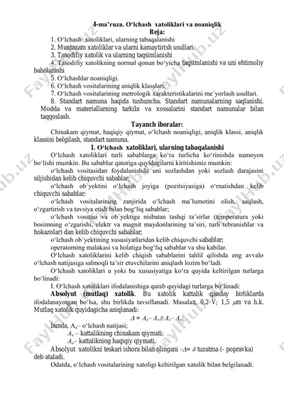 o‘lchash xatoliklari va noaniqlik — PDF