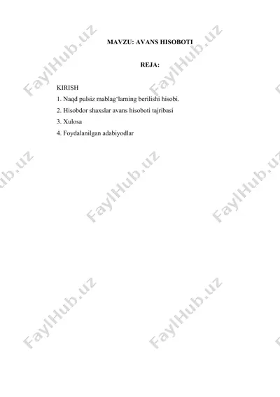 avans hisoboti — DOCX