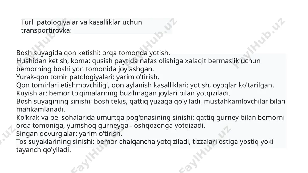orati 36 s dan boshlanadi. davomiyligi 3-10 minut. keyin 1s past xaroratli suv bilan yuvib olinadi. qo'l vannalari: 1 yoki 2 qo’l bilakkacha suvga tiqiladi. suvga terini biroz qizdirish uchun xantal solishimiz mumkin, suv xaroratini 37 gradusdan 40s gradusgacha chiqariladi. muolajadavomliligi 10-15 minut. bu vannalar asosan o’pka kasalliklarida qo’llaniladi. oyoq vannalari. emallangan tog’orachaga yoki jomga 36s - 37s suv quyiladi. bolani oyog’i suvga tiqilib asta- sekin issiq suv quyilib xarorat 40s gacha ko’tariladi. muolaja davomiyligi 10-15 minut, keyin oyoqlar artib olinadi, paxtali paypoqlar kiyiladi, ustidan esa issiq paypoq kiygiziladi. bolani yarim o’tirgan xolatda issiq qilib o’rab qo’yiladi. xantalli vannalar uchun loogr xantal 101 suvga qushiladi. asosan shamollashda, gipo va gipertonik xolatrarda, bo’g’imlar yallig’lanishida ishlatiladi image1.png image2.png image3.png image4.png image5.png image6.png image7.png image8.png image9.png image10.png /docprops/thumbnail.jpeg
