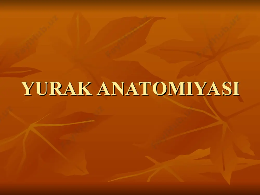 bosh arteriyalari bosh venalari qo’lni qon bilan ta’minlash ` oyoqni qon bilan ta’minlanishi ko’krak, qorin bo’shlig’i arteriyalari tomir kasalliklari yurak qon tomir sistemasi kasalliklarida tomirdagi o’zgarishlar yurak qon tomir sistemasi kasalliklarida tomirdagi o’zgarishlar normada patologiyada venalarni ishlash mehanizmi venoz klapan etishmovchiligi tomirlar flebiti tromb tomirlarning trofik yarasi qon tomir etishmovchiligi tomirlarning varikoz kengayishi chap koronar arteriya shikasti vena kasalliklarida qon oqishida o’zgarishlar tomirlar yallig’lanmaslik uchun profilaktikasi diagnostika 1) instrumental 2) noinstrumental yurak qon tomir sistemasi kasalliklarini aniqlash usullari asboblar yordamida tekshirish 1) ekg 2) fkg 3) flebografiya 4) sfigmografiya 5) ostsillografiya 6) ballistokardiografiya 7) ehokardiografiya 8) koronarografiya va boshqalar. yurak kasalliklarida bemorlarning tashqi ko’rinishi yurak kasalliklarida bemorlarning tashqi ko’rinishi yurak etishmovchiligida 1-tibbiy yordam ekg tahlili yurak qon tomir sistemasi kasalliklarini aniqlash usullari qiziqarli faktlar qiziq ba’zi bir odamlar o’zlarini kasal ekanliklarini hech bilmaydilar! masalan: dunyoda 50% gipertoniya kasallari o’zlarini shu kasallikga duchor bo’lganliklarini bilishadi. va shularni yarmi davolanadi1ar. shu davolanuvchilar-ning …