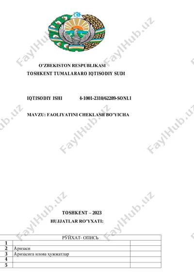 faoliyatini cheklash bo’yicha hujjatlar ro’yxati — PDF