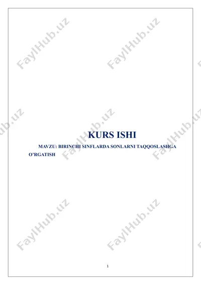 birinchi sinflarda sonlarni taqqoslashga o’rgatish — DOCX