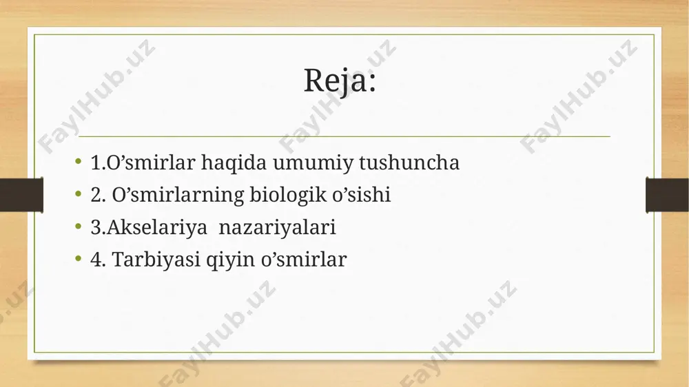 axslarda shu davrga kelib uydan qochib ketish holatlari kuzatiladi. ya’ni u tashqi muhitdan malham olgan deb o’ylayman. oila bilan e’tibor berilgan o’smir o’smirlik davrida do’stlari bilan kelisholmaslik e’tiboringiz uchun rahmat image5.png image6.png image7.jpg image8.jpg image9.jpg image10.jpg image11.jpg image3.png image4.png /docprops/thumbnail.jpeg