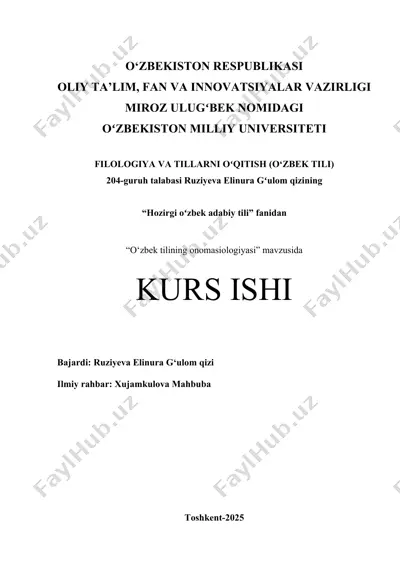 "o‘zbek tilining onomasiologiyasi" — DOCX