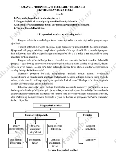 prognozlash usullari. trendlarni ekstrapolyatsiya usuli — DOCX