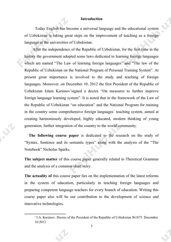 g to be analyzed and some activities related to the analysis are followed. in the conclusion, the results of our research carried out on a common topic a summed up and conclusions are formulated. the reference list presents the names of authors and their theoretical issues and books, which were used for writing this research work. chapter i. the subject matter of syntax. i.1.syntax as a basic language and speech unit. language structure - the syntax of sentences (greek: syn — with, tasso — mastermind). the topic of morphology is the syntactic classes and gatherings of words, their linguistic classifications and frameworks of structures (ideal models) in which these classes really exist. the word as a syntactic unit has its significance and structure. additionally, grammar is the arrangement of rules, standards, and procedures that oversee the structure of sentences (sentence structure) in a given language, as a rule including word …