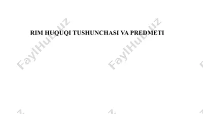 rim huquqi tushunchasi va predmeti — PPTX