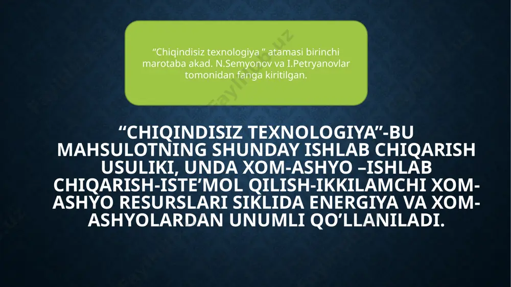 heklangan jamiyatiga karashli maishiy chikindilarni saralash va kayta ishlash zavodi xorij texnologiyasi bilan jixozlangan korxona bo’lib, yiliga 182 ming tonnadan ortik chikindini saralab, kayta ishlaydi. bu yerda shishadan mozaika va plitkalar, foydalanilgan plastmassadan polietilen kuvurlar, yogoch chikindilaridan briket, kogoz chikindisidan karton va kayta ishlangan kogoz, ozik-ovkat chikindisidan biogaz va biogumus ishlab chikariladi. biogumus shu yerning uzida barpo etiladigan mevali bogni tuyintirish uchun ishlatiladi. chorvachilik va parrandahilik komplekslarining atrof-muhitga ta’siri. go’ng tarkibidagi kasallik tarqatuvchi mikroorganizmlar, virus, gijja, bakteriya va gelmentlar go’ngni handaklarga 1,5-2 yil saqlash davomida ushbu mikroorganizmlar o’z hayot faoliyatini saqlaydi. natijada chiqindilar bilan oziqlangan maydondan olinadigan ozuqalar, ular bilan oziqlanadigan chorvalar infeksion kasallaiklarga uchrashi mumkin. gelmentlar urug’i shamol tezligi 3-4 m/s ga yetganda 400-600 m ga ko’chishi mumkin. ferma atrofi atmosfera havosi mikroorganizmlar, ammiak, chang va organik moddalarni parchalanishi natijasida hosil bo’lgan is gazi bilan ifloslanadi. go’ngdagi organik birikmalarning parchalanishi jarayonida ch4 ajralib chiqadi va ftor gazi bilan birga …