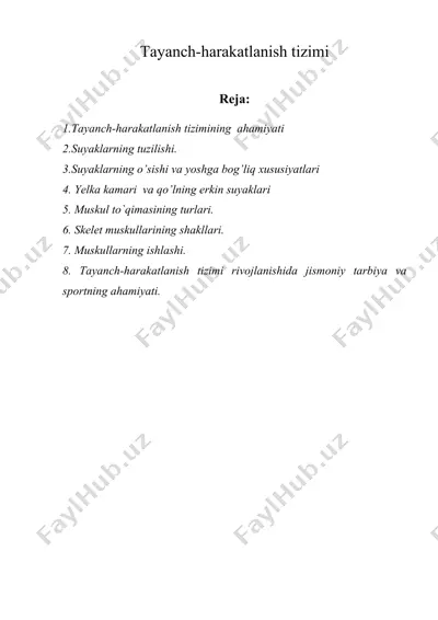 tayanch-harakatlanish tizimi — DOC