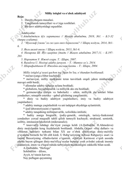 milliy istiqlol va o‘zbek adabiyoti — DOCX