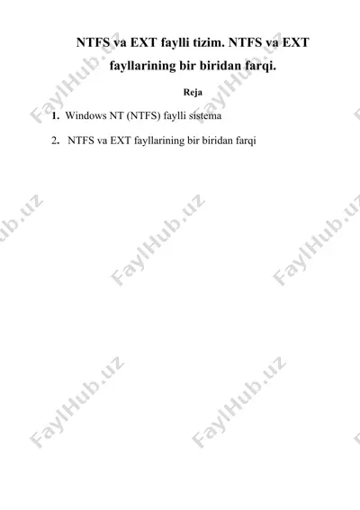 ntfs va ext faylli tizim. ntfs va ext fayllarining bir biridan farqi — DOC