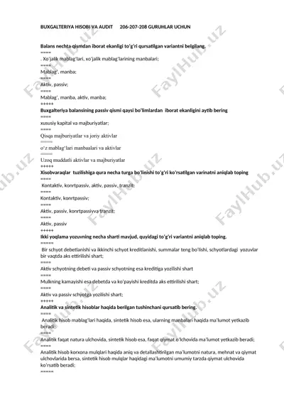 buxgalteriya hisobi va audit — DOCX