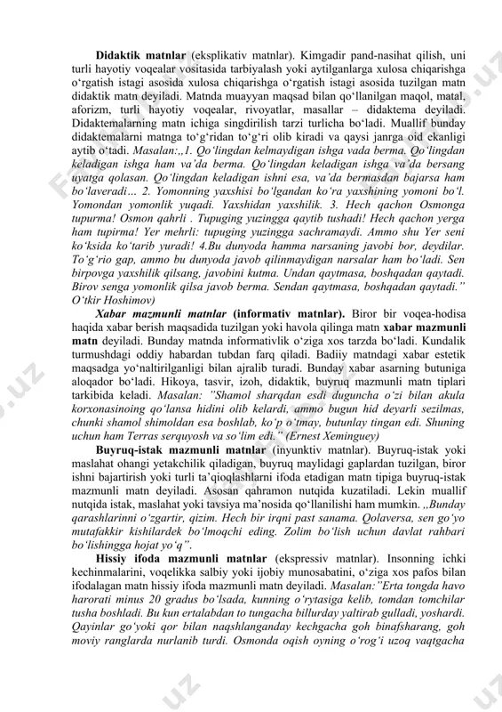 zifaning asosiy xususiyati va ahamiyati katta miqdordagi mantiqiy ma'lumotga ega bo‘lishidir. ilmiy uslub, shuningdek rasmiy, so‘z tanlash va ulardan foydalanish juda izchil: u umumiy til so‘z qismini toraytiradi, ular hissiy bo‘lsa, o‘ylab so‘zlar uchun ruxsat bermaydi, non-adabiy tilining (argo, lahjasida, so‘zlashuv nutqi) man yuklaydi. ilmiy foydalanishga kirish so‘zi rangini yo‘qotadi, boshqa kontent bilan to‘ldiradi. shu bilan birga, ilmiy uslub doimo yangi tug‘ilgan tushunchalarni ifodalash uchun yangi bo‘linmalarga muhtoj bo‘lib qoladi, shuning uchun so‘zlash jarayonlari juda faol.tushunchalar bir-biriga mos kelishi, umumiy rasmga mos bo‘lishi va alohida va ajralib turadigan faktlar bo‘lmasligi kerak. axborot yakuniy tahlilda ilmiy bilim bo‘lishi kerak. ilmiy uslubning morfologiyadagi ob'ektivligi va ajralmasligi (umumlashma) uning "tarafdorligi" da nutqning muayyan qismlariga va muayyan shakllardan alohida foydalanishda namoyon bo‘ladi. ismlar eng ko‘p ishlatiladigan chastotaga ega va ularning ko‘pchiligi mavhum ma'noga ega bo‘lgan ismga tegishli: vaqt, harakat, yo‘nalish va boshqalar. ilmiy uslubda qisqa sifatlardan foydalanish boshqalarga nisbatan bir necha barobar (teng, mutanosib, …
