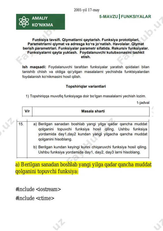 yanada yangi yilga qancha muddat qolganini topuvchi funksiya - Page 2