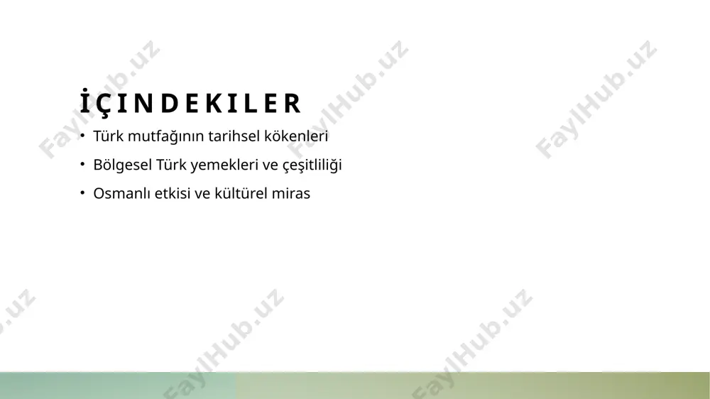 iği. 1 yerel malzemeler türkiye'nin farklı bölgeleri, yerel iklim ve coğrafyaya bağlı olarak zengin malzemeler sunar; zeytin, nar, tahin gibi besinler öne çıkar. 2 baharat çeşitliliği türk mutfağında kullanılan baharatlar, yemeklere karakter katar. kimyon, pul biber, sumak gibi baharatlar, her bölgenin lezzetini belirler. 3 süt ürünleri süt ve süt ürünleri, türk mutfağında önemli bir yer tutar. yoğurt, peynir ve kaymak, birçok yemekte ana malzeme olarak kullanılır. osmanlı i̇mparatorluğu'nun mutfak kültürüne katkıları ve etkileri. osmanlı sofrası osmanlı i̇mparatorluğu'nda yemekler, zengin sofralar etrafında sunulurdu. ziyafetler, sosyal statüyü gösterir ve kültürel etkileşimleri artırırdı. yemek çeşitliliği osmanlı mutfağı, farklı kültürlerden gelen etkilerle zenginleşti. i̇slam, bizans ve pers mutfaklarından alınan tarifler, çeşitliliği artırdı. geleneksel tarifler osmanlı dönemine ait yemek tarifleri günümüze ulaşarak türk mutfağının temelini oluşturdu. bu tarifler, kültürel mirası yaşatmaya devam ediyor. osmanlı dönemi yemek tarifleri: gelenekten moderne. 1 osmanlı mutfağı - osmanlı mutfağı, zengin malzeme çeşitliliği ve ustalıkla hazırlanmış yemekleriyle bilinir. sofralarda sunulan …
