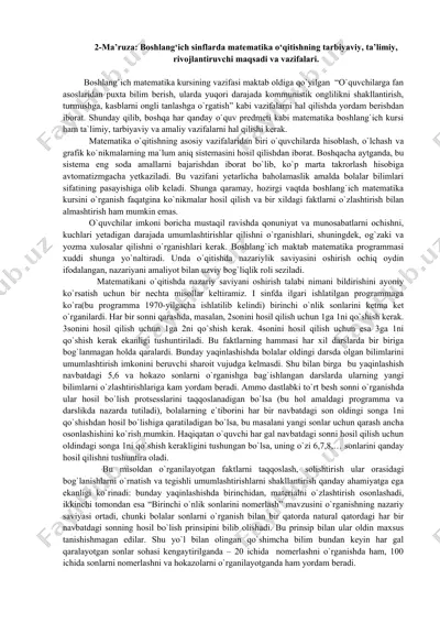 boshlang`ich matematika kursi — DOC